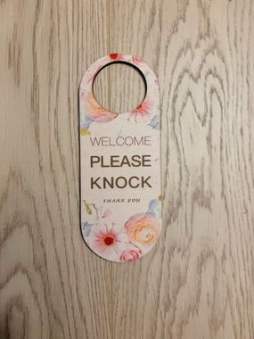 Floral Wood Door Hanger Sign - Welcome Please Knock - FREE WITH BUNDLE